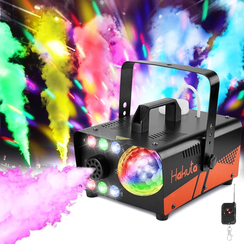HAKUTA Store آلة الضباب، آلة الدخان مع ضوء الكرة المتلألئة وأضواء LED RGB، رش 3000 CFM مع وظيفة الرش التلقائي، رائعة للهالوين، عيد الميلاد، الزفاف، الأداء المسرحي والحفلات - Image 1